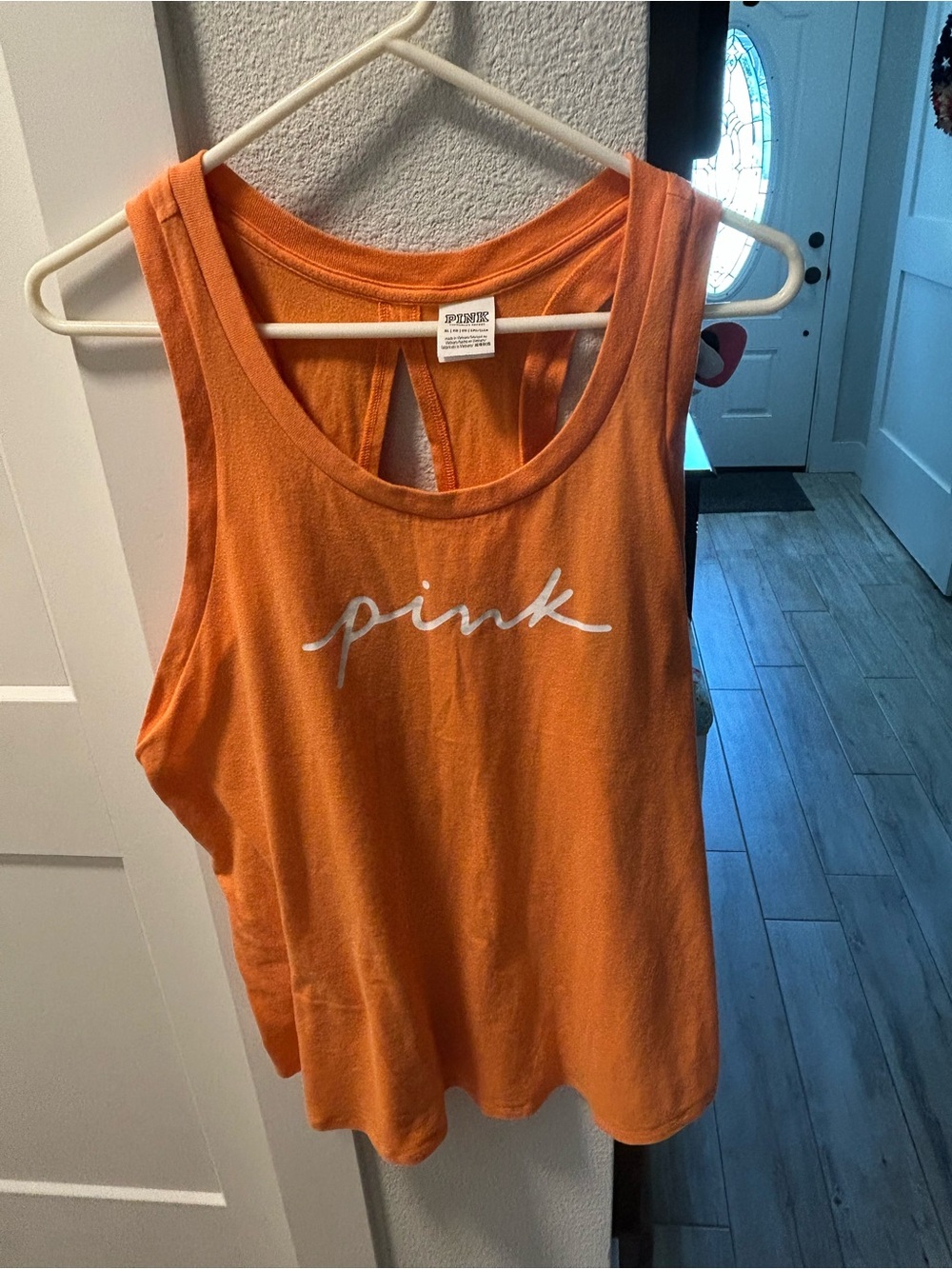 PINK Victoria's Secret Orange Script Logo Tank
